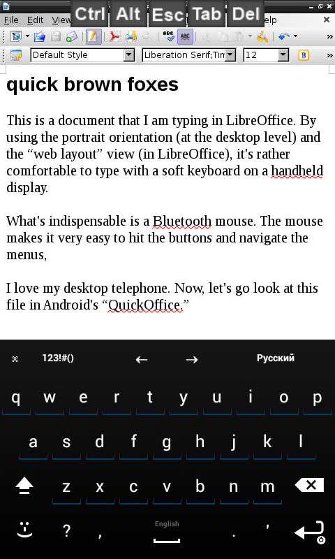 typing in LibreOffice