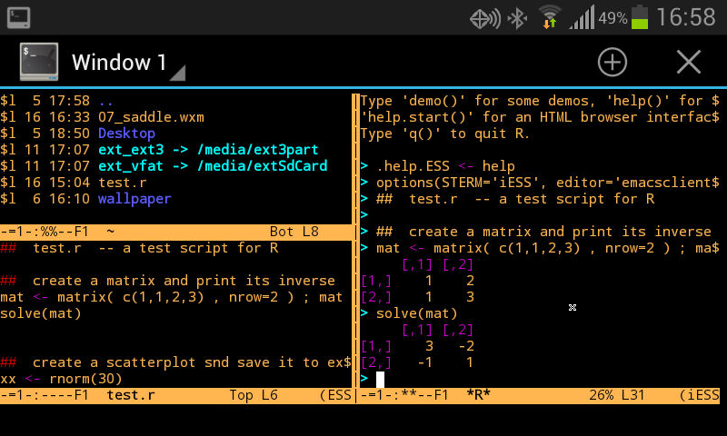 Emacs with ESS running an R script
